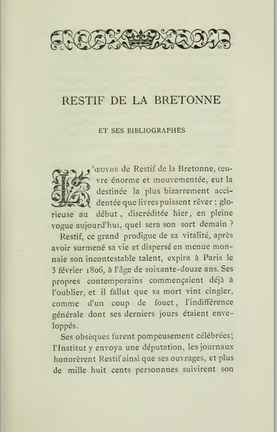 Caprices d'un Bibliophile - Restif de la Bretonne