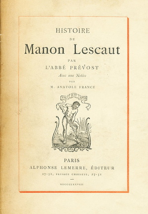 Page de garde de Manon Lescaut