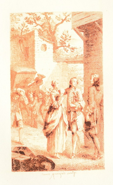 Rencontre dans la cour de l'hôtellerie d'Amiens (en rouge)