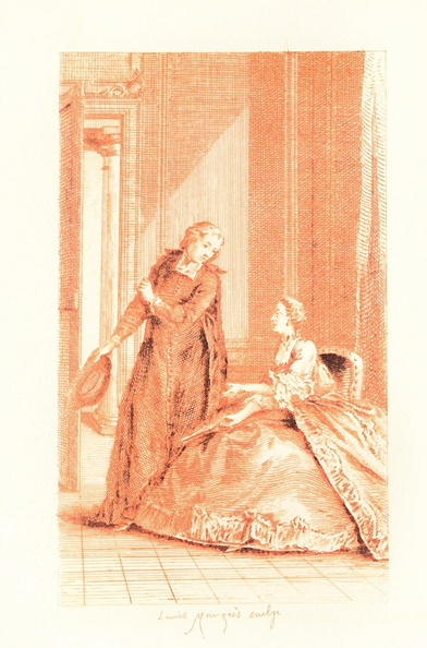 Manon Lescaut rend visite à son amant (en rouge)