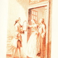 Manon Lescaut tenant d'une main le chevalier des Grieux (en rouge)