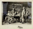 Meissonier - Lecture chez Diderot avec remarque et signature Meissonier