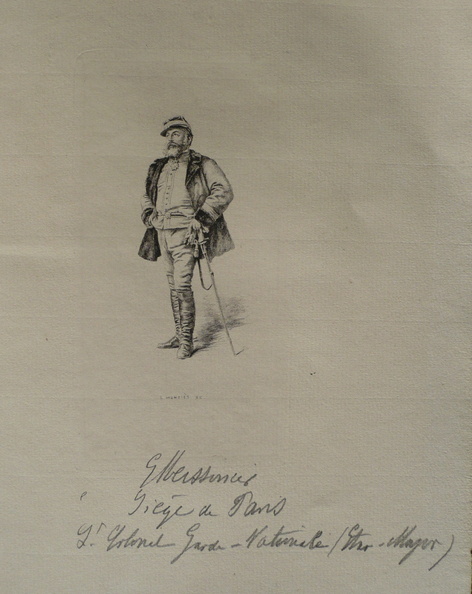 Meissonier en Colonel de la garde Nationale avec annotations de sa femme